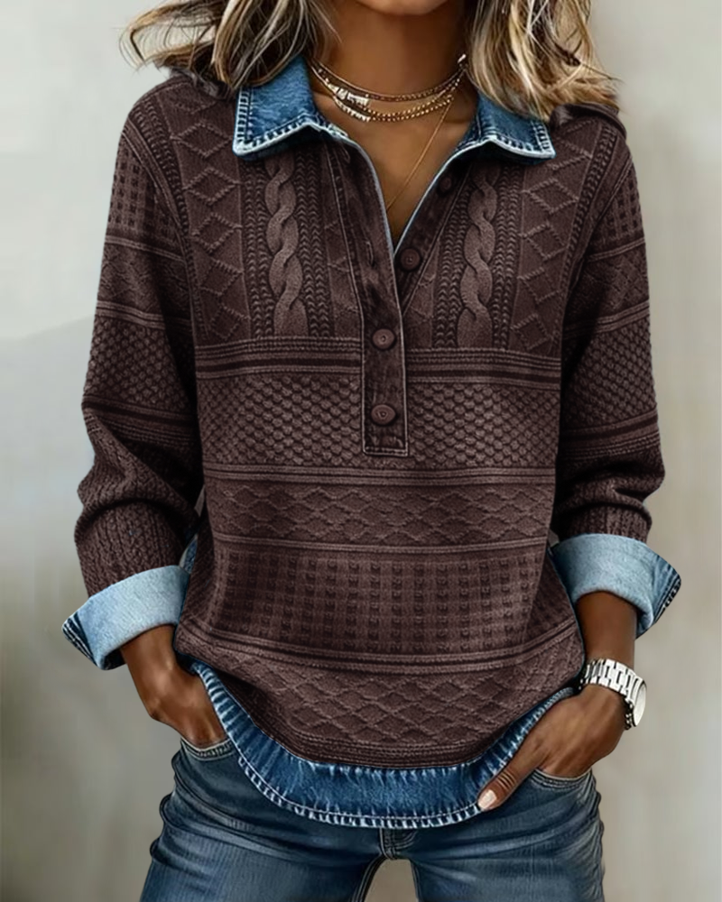 Dolores | Tröja med halv knapp och krage